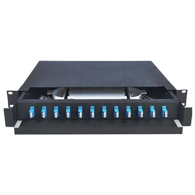 1U 12-portowy panel krosowy światłowodowy LC Duplex Skrzynka zaciskowa światłowodu