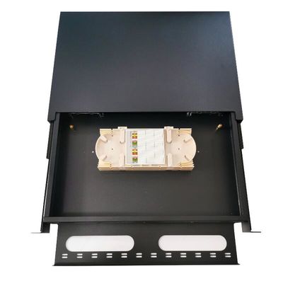 Czarny panel krosowy ODF Simplex 24F 24-portowy panel krosowy światłowodowy ST Płyta czołowa 6 gniazd