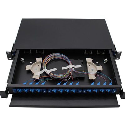 19-calowy 24-portowy patch panel światłowodowy do montażu w szafie 1U ODF 24 rdzeń
