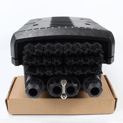 Black Fiber Optic Joint Closure Box Wodoodporny FTTH Joint Box 2 Inlet 24 Out