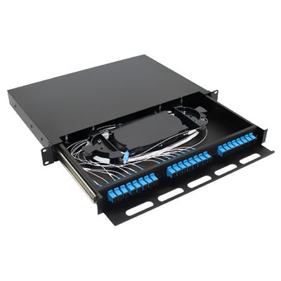 Patch panel światłowodowy FTTH do montażu w stojaku 1U 24 rdzenie SC LC FC ST