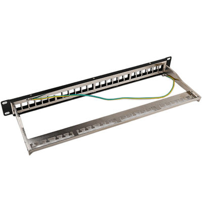 1U 24-portowy panel krosowy STP RJ45 do montażu w szafie Cat6 Panel krosowy pusty