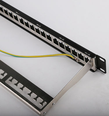 1U 24-portowy panel krosowy STP RJ45 do montażu w szafie Cat6 Panel krosowy pusty