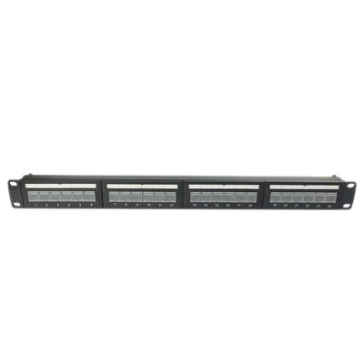 1U 24-portowy nieekranowany panel krosowy Keystone RJ45 odporny na kurz