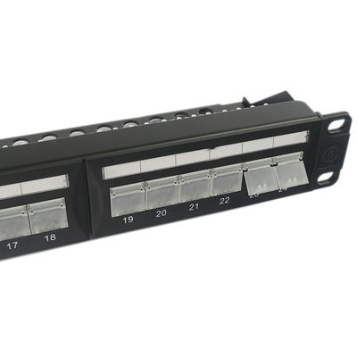 1U 24-portowy nieekranowany panel krosowy Keystone RJ45 odporny na kurz
