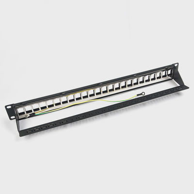Panel sieciowy RJ45 24 porty 1U Keystone C5 / C5E C6 z paskiem zarządzania