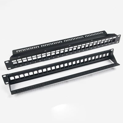 Pusty panel krosowy sieciowy Nieekranowany panel krosowy RJ45 24 porty 1U